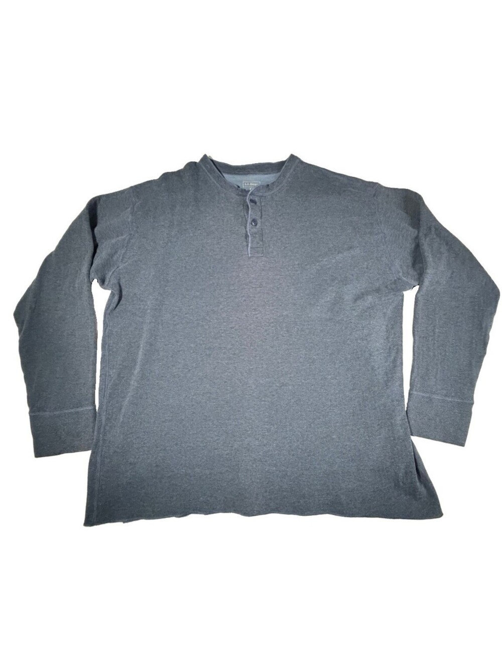 L.L. Bean Blue Wool Blend River Driver Henley Thermal Shirt Men's XXL